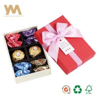 Custom Rectangle Paper Chocolate Box with Ribbon Closure