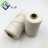 3 Strands Natural Beige Color Pure Cotton Twisted Rope 5mm with High Strength