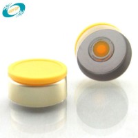 20mm Bridge Style Flip off Cap with Yellow Flush Disc and Gold Aluminum