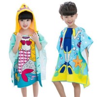 Stock Promotion Fashion 100% Polyester Microfiber Cleaning Poncho and Hooded Printed Baby Gift Terry