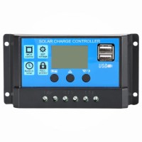 Solar Battery Charger Controller 12V 24V Auto PWM Controllers LCD Display 5V Dual USB Output Control