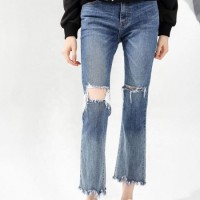 Factory Direct Selling Loose Pants Baggy Wide Leg Jeans Lady Ripped Boyfriend Jeans Women