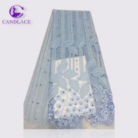 Good Design Beaded Tulle Fabric with Rhinestones for Wedding