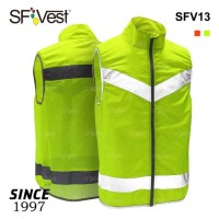 2020 Polyester Pongee Front Mesh Back Breathable Vest High Visibility Cycling Vest