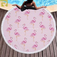 Wholesale Custom Print Microfiber Flamingo Round Mandala Beach Towel