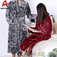 Wholesale 280GSM Adult Embossed Flannel Fleece Bathrobe Sleepwear