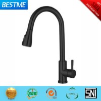 Competitive Single Handle Single Hole Matte Black Pull out Spring Kitchen Faucet BMS-21021K