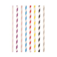 Party Supplies Food Grade Biodegradable Disposable Colorful Strip Printing Paper Drinking Straws