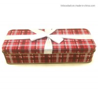 Decorative Rectangular Metal Tin Box for Gift and Promotion with Ribbon