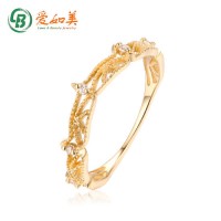 Fine Jewelry Crown-Shape 9K 14K 18K Solid Gold 5A CZ Ring for Girl
