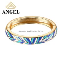 Fashion Jewelry Silver Bracelet Bangle Jewelry Bangle with Blue and White Enamel for Women and Men