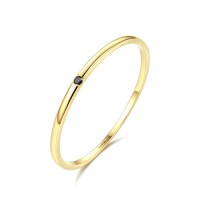 Charm Classic Dainty Black Stone 14K Solid Gold Rings