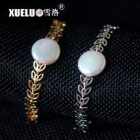 Fashion Real Natural Cultured Freshwater Coin Baroque Pearl Bracelet