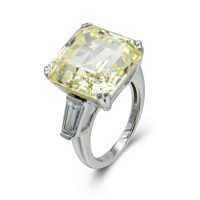 Square Citrine Crystal 925 Sterling Exaggerated Hand Jewelry for Women Gemstone Ring