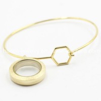 316L Stainless Steel Plating Gold Bangle with Locket