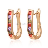 New Arrival Wholesale Fashion Jewelry Designs Colorful Fancy Zircon 925 Sterling Silver Clip Earring