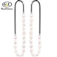 Luxury Jewelry New Girls Long Pearl Oval Fresh Water Pearl Earrings Natural Real Pearl Drop Earrings