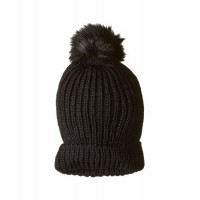 100% Acrylic Hat Winter Women with Interchangeable Faux-Fur POM
