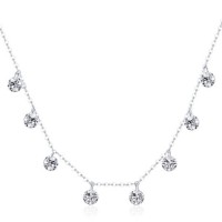 Simple Silver Plated Platinum Jewelry Cubic Zirconia 925 Silver Pendant Necklace