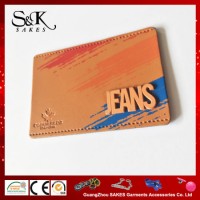High Quality Thick PU Leather Label with Metal/PU Logo Plate