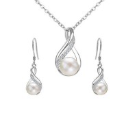 Infinity Jewelry Set 925 Sterling Silver with Pearl