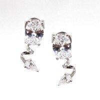 Fashion Jewelry White Gold Fancy Oval Stone Spiral 925 Sterling Silver Diamond Jewellery Earrings