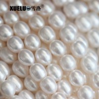 9-10mm AAA High Quality Oval Rice Shape White Natural Freshwater Pearl Strands (XL180001)