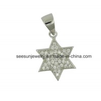 925 Silver Jewelry Star of David Pendant with White CZ