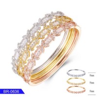 New Design Cheap Wholesale Unique Fashion Jewelry Silver or Brass CZ Bangle for Party