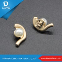 Fashion Design Metal Button with Pearl for Dress