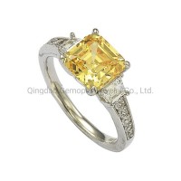 925 Silver 10K 14K Gold Wedding Ring Fashion Citrine Engagement Fashion Wedding Ring/Anillo De Bodas