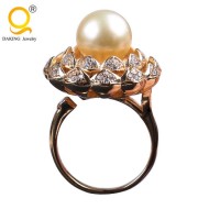 High Quality 925 Sterling Silver Ring with Gold South Sea Pearl