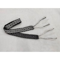 White Black Webbing Woven Trimming Belt with Braid Tassel