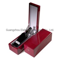 Manufacturer Customized Luxury Piano Glossy Painted Lacquer Solid Red Wood Wine Storage Case Box for