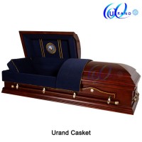 Navy Casket High Gloss Casket/Velvet Casket Solid Poplar American Blue Casket and Coffin