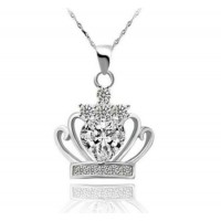 925 Sterling Silver Women Minimalist Fancy Queen Princess Crown Pendant Jewelry Design Chain Necklac