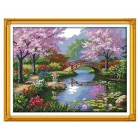 Park Beautiful Scenery DIY High Quality Needlework 14CT Counted Cross Stitch Embroidery Kit Home Dec