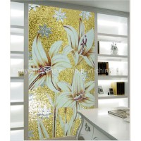 Living Room TV Wall Flower Art Crystal Glass Mosaic Pattern Mural for England