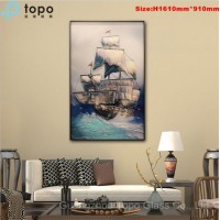 H1610mm*910mm Abstract Engraved Sailboat Art Wall Photo Glass Paintings (MR-YB17-828)