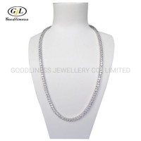 Sterling Silver Brass Ice out Diamond CZ Tennis Chain Hiphop Necklace Jewelry