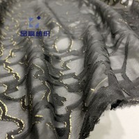 Ym9325 Jacquard Silk Like Gold Printed Chiffon Polyester Fabric for Dress