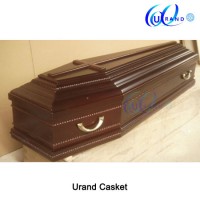 Wooden Crossed Metal Hardware Satin Interior Casket and Coffin