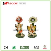 Polyresin Fairy Figurine with Solar Light Ornament for Home and Garden Decoration