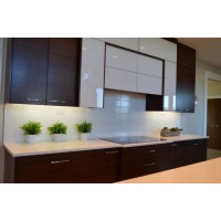 High Glossy Lacquer Mixed Wood Grain Melamine Kitchen Cabinets