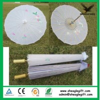 Customized Logo Promotional Bamboo White Paper Umbrella
