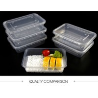 PP black disposable plastic box microwave safe food container with clear lid