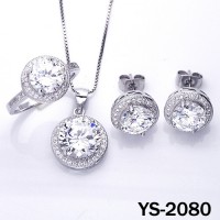 Micro Pave Setting Jewelry in Sterling Silver Set (YS-0604)