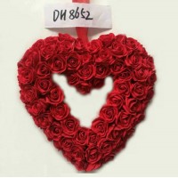 Wholesale Real Touch Artificial Flower PE Rose Heart Wreath for Home and Wedding Decoration