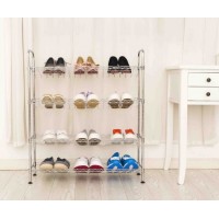 Adjustable Home Storage 4 Tiers Slanted Metal Shoe Rack Shelf