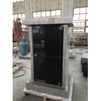 Imperial Grey Granite Columbarium + Black Doors